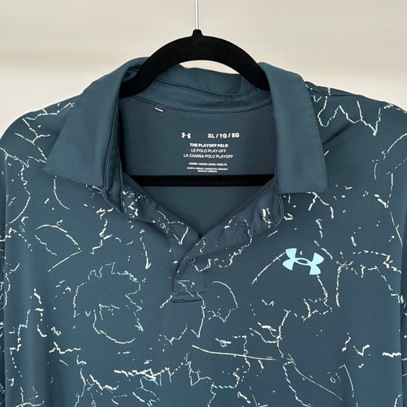 Under Armour Men's Polo Shirt - Dark Green with Light Green Accents - Picture 3 of 8